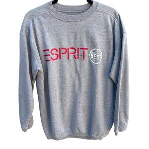 Esprit Vintage 80s 90s Gray Crewneck Sweatshirt S Logo Graphic Print Athleisure